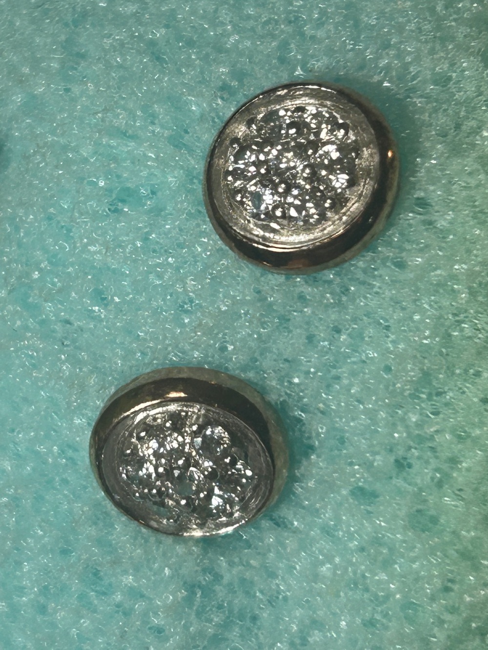Silver Crystal Cluster Stud Earrings - Polished Silver Shine